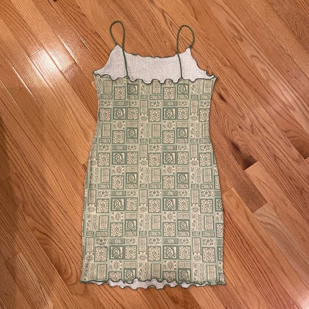 Shein Green Paisley Print Bodycon Dress, Small - Picture 2 of 2
